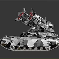 Advanced Futuristic Tank Featuring Silver Gray Camouflage And Red Triangular Missile Launchers