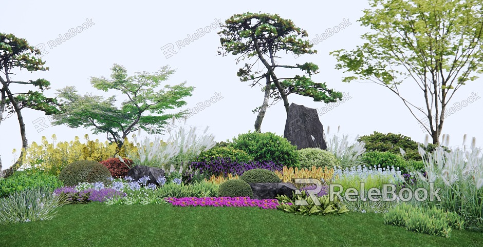 modern shrub flower land arbor shrub group model