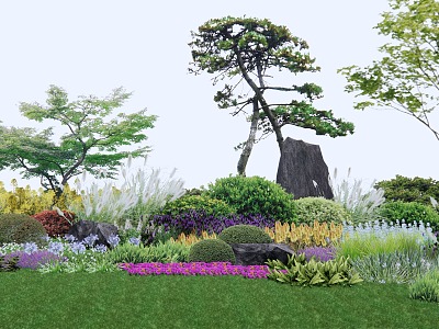 modern shrub flower land arbor shrub group model