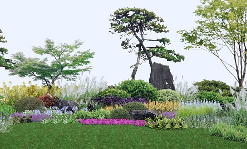 modern shrub flower land arbor shrub group 3d model