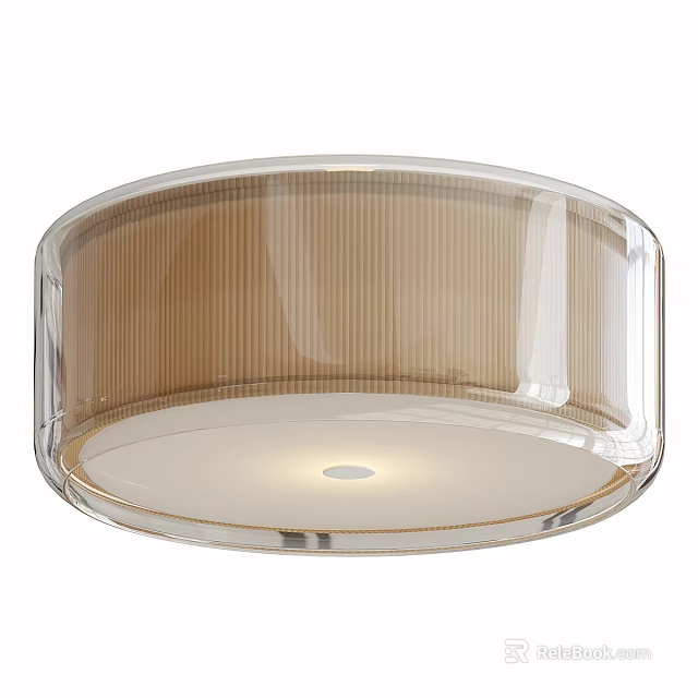 Modern Round Ceiling Light With Transparent Cover And Ribbed Design Soft Lighting 3d model 
