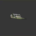 Realistic 3D Model Of Gray Rocks With Green Moss On Green Grass