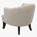 Beige Tufted Accent Chair With Button Details Armrests And Black Wooden Legs