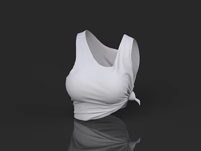 White Sleeveless Tank Top Featuring Front Knot Detail For Daily Casual Wear 3d model