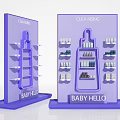 Purple Baby Hello Cleansing Display Shelves With Bottle Shaped Design Photo Check in Spot