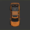 Orange Off Road Pickup Truck Featuring Roof Rack And Black Wheels