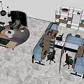 Modern Public Office Space With Open Workstations Sofa Seating Shelving Units And Green Plants