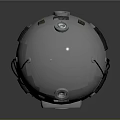 Detailed Metallic Robot Sphere Featuring Antenna Red Strip And Mechanical Components