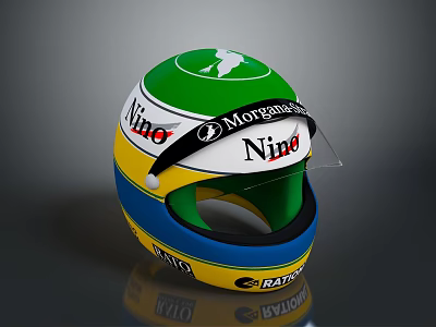 Green White Yellow Blue Weapon Featuring Nino Morgans RATO Logos And Sleek Design 3d model