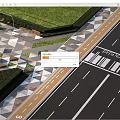 Modern Road Infrastructure With Geometric Sidewalk Design Crosswalk Lane Markings And Grass Areas