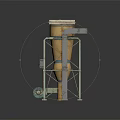 Industrial Conical Equipment With Rusty Red And Beige Metal Frames Worn Texture