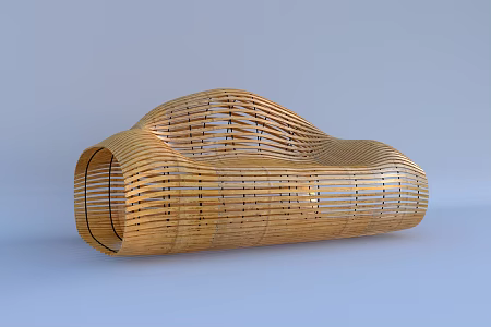 modern public chair bamboo sofa 3d model