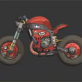 Red Custom Motorcycle With Vintage Engine Design Stylish Wheels And Seat
