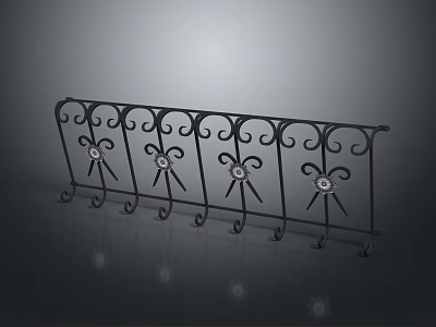 Ornate Iron Fence With Curved Scrollwork Decorative Floral Motifs And Classic Metal Craftsmanship 3d model