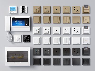 Modern switch socket panel weak box 3d model