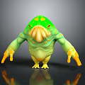 Character And Creature 3D Model With Green Body Yellow Spots Large Mouth Arms And Legs