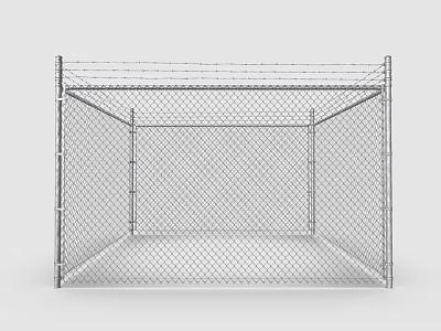 Sturdy Chain Link Fence Enclosure With Metal Frame And Grid Design 3d model