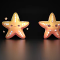 Starfish Shaped Decorative Ornament Set With Smiling Face White Spots And Small Stars