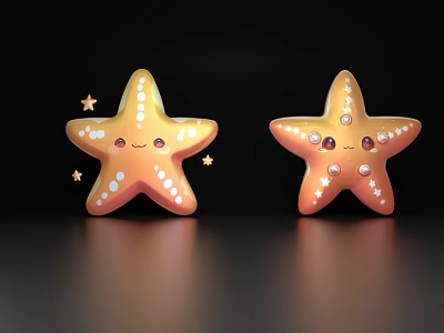 Starfish Cartoon Starfish Five-Star Fish Marine Animals Marine Fish Q Version Fish Decorations Creative Toy Ornaments 3d model