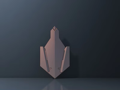 Modern Geometric Sculpture Carving With Smooth Surface Dark Background And Reflective Base 3d model