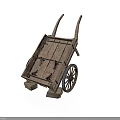 Vintage Wooden Wheelbarrow With Classic Design And Single Wheel Construction
