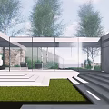 Modern Single Family House With Large Glass Walls Water Feature And Concrete Structure Skylights