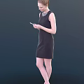 A Woman In Sleeveless Black Dress Wearing Necklace Holding Smartphone