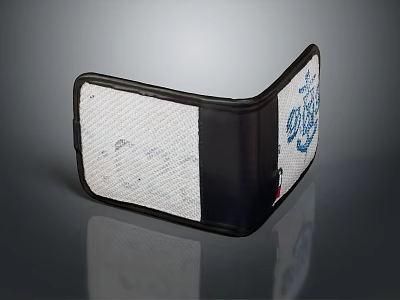 Fashionable White Clothing Accessory With Black Edge And Blue Pattern Design 3d model