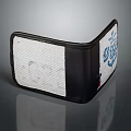 Fashionable White Clothing Accessory With Black Edge And Blue Pattern Design