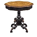 Vintage Ornate Wooden Side Table With Gold Decorative Top And Carved Legs