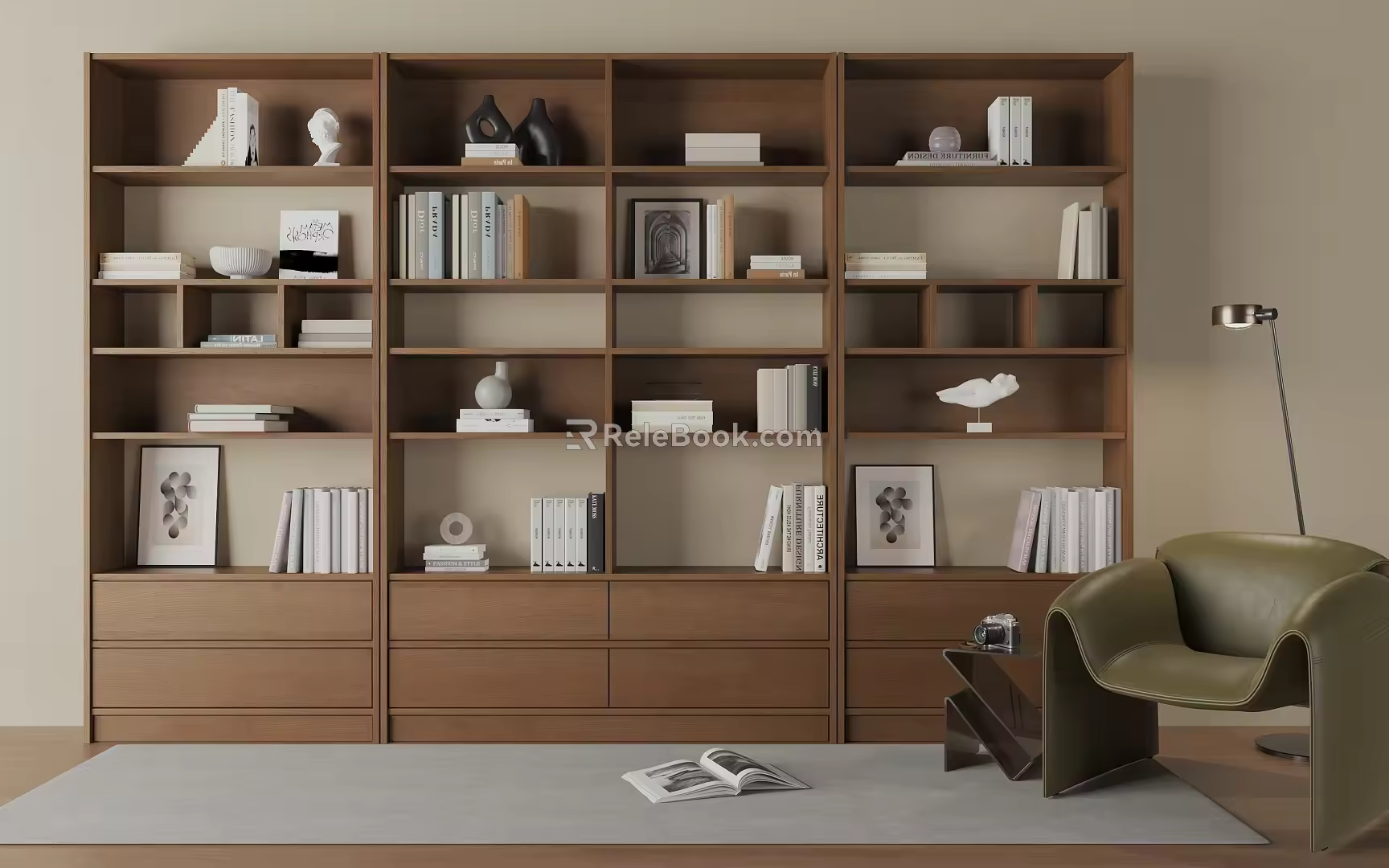 Modern Bookcase Middle Ancient Bookcase 3d model