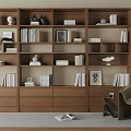 Modern Bookcase Middle Ancient Bookcase 3d model