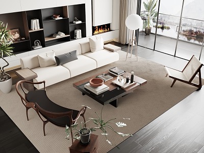 Modern sofa coffee table combination model