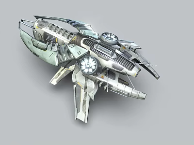 Futuristic Spaceship With Sleek Metallic Design Advanced Engines And Detailed Cockpit 3d model