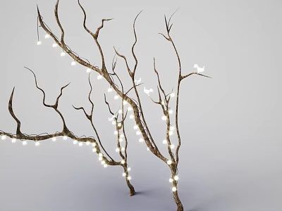 Natural Branch Shaped Decorative Lights With Warm White String Lights for Home Decoration 3d model