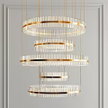 Elegant Multi Tiered Circular Chandelier With Gold Frame And Crystal Decorations 3d model