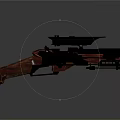 Tactical Weapon Design Featuring Wooden Grip Metal Structure And Scope Attachment 3d model