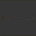 Wooden Suspension Bridge Model With Rope Railings Pillars And Wooden Planks Structure