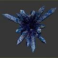 Vibrant Blue Crystal Cluster Display With Colorful Iridescent Glow Dark Background And Reflection