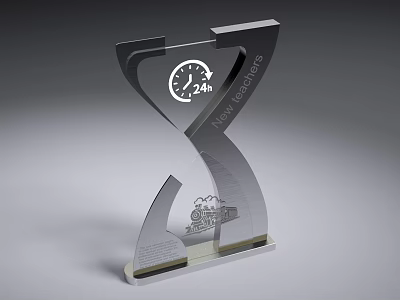 Modern Trophy With 24h Clock New Ventures Engraving And Train Design 3d model
