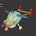 Yellow and Gray Toy Airplane with Red Stripes Lc Logo Wings Propeller and Wheels