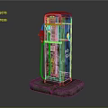Vintage Gas Pump With Rustic Red Blue Finish Old NO Graffiti And Stone Base