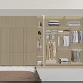 Modern Natural Wood Wardrobe With Sliding Doors And Spacious Open Illuminated Clothing Storage For Bedroom