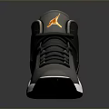 Black Gray High Top Sneakers With White Sole And Orange Logo