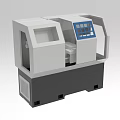 Industrial CNC Lathe Equipment With Control Panel Blue Display Screen White Upper And Black Base