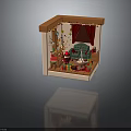 Christmas Living Room Interior With Green Sofa Red Curtains String Lights And Tree