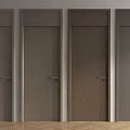Modern Minimalist Brown Wooden Hinged Doors With Simple Frame And Textured Panels