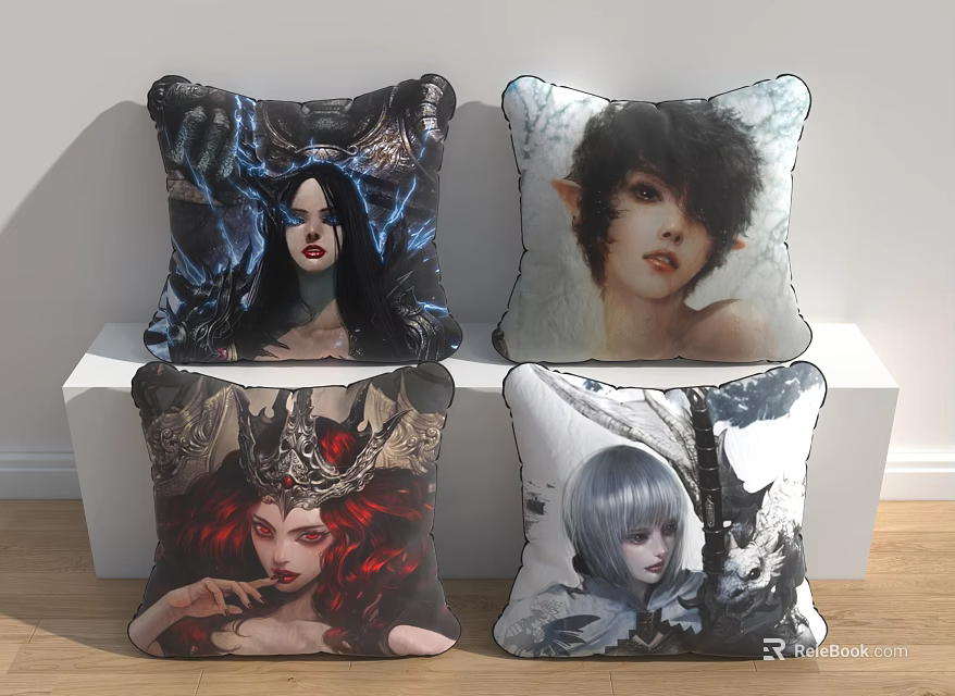 Decorative Throw Pillows With Exquisite Fantasy Character Prints And Artistic Designs 3d model 