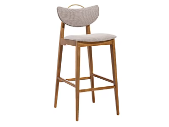 Nordic Wooden Bar Chair Bar Chair High Chair Solid Wood Backrest Bar Stool 3d model