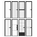 Various Textured Glass Doors With Black Frames And Different Patterns 3d model